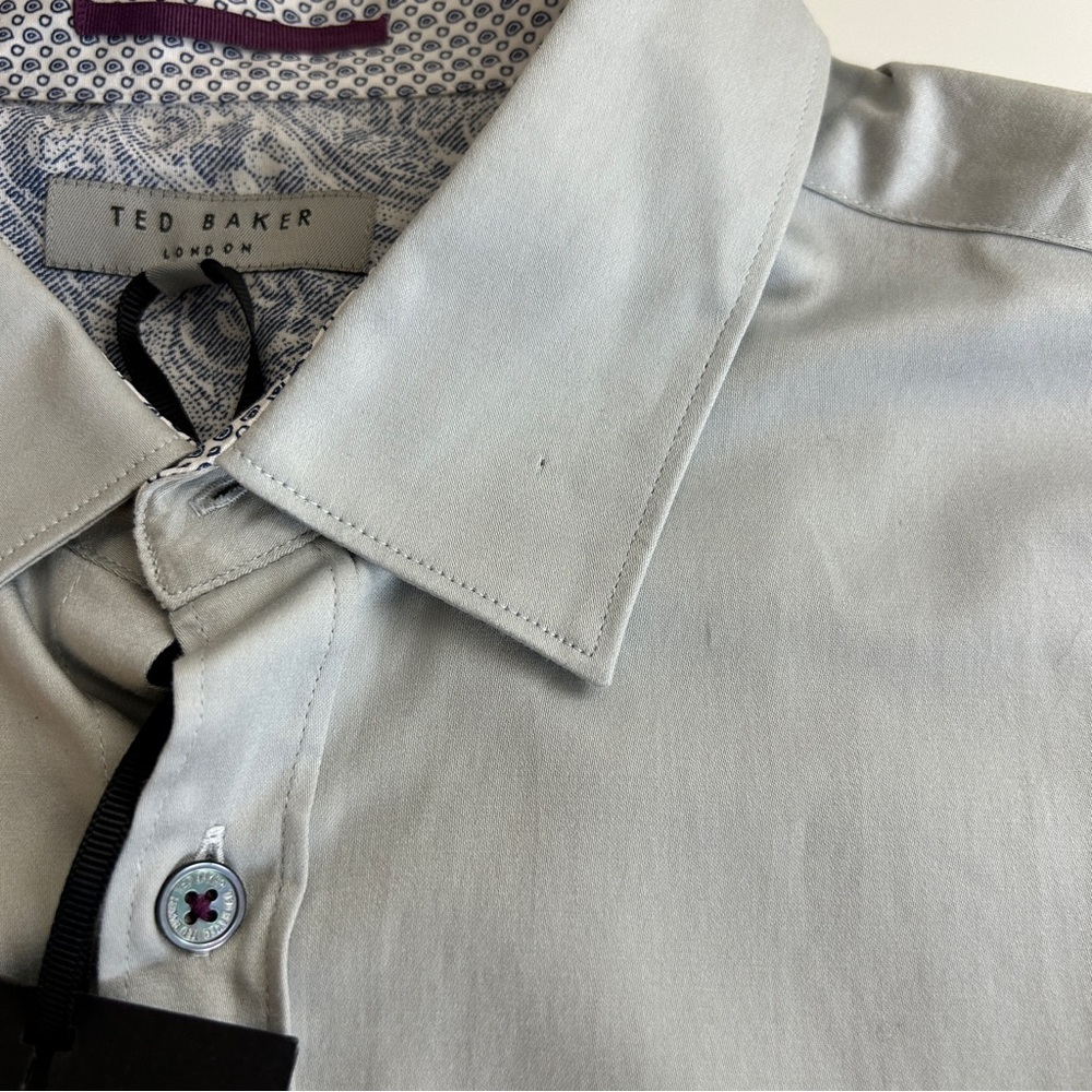 NWT TED BAKER LONDON Men’s button down dress shirt size 4 Large. - Picture 12 of 12
